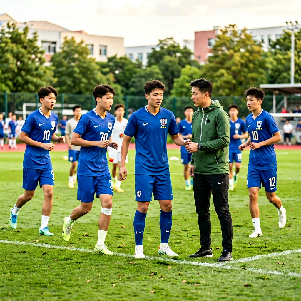 英超青训学院中年轻球员在教练指导下进行训练